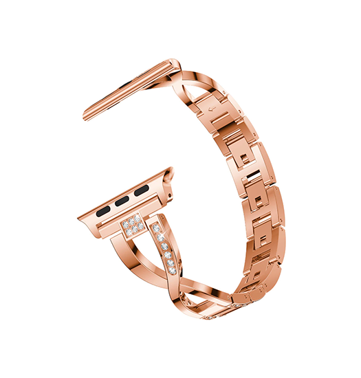 Apple Watch (38/40/SE/41/42mm) - Diamant Stål Dame Urrem - Roseguld - DeluxeCovers