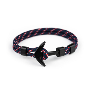 Deluxe&trade; - Nylon Anker Armbånd - Onesize - Sort/Blå Mix - DeluxeCovers