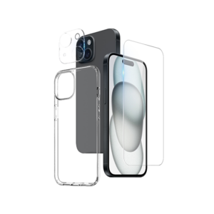 iPhone 15 Plus - 3-i-1 Beskyttelsesæt Cover & Beskyttelsesglas - DeluxeCovers