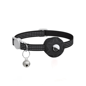 AirTag | Nylon Halsbånd V.2 til Hund og Kat - Sort - DeluxeCovers