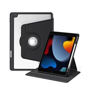 iPad 10.2" 7/8/9 (2019/2020/2021) - Akrylisk 360° Cover m. Stander - Sort - DeluxeCovers