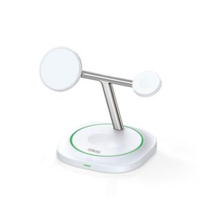 DUZZONA | 3-i-1 Trådløs Ladestation M. MagSafe - 15W - Hvid - DUZZONA