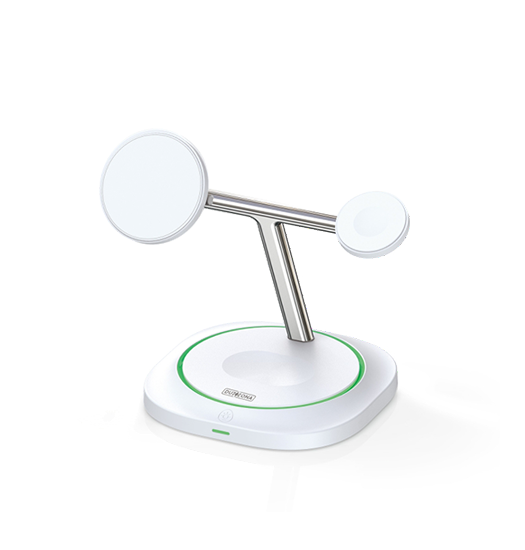 DUZZONA | 3-i-1 Trådløs Ladestation M. MagSafe - 15W - Hvid - DUZZONA