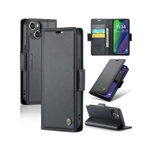 iPhone 15 Plus - CaseMe&trade; Neo Læder Cover / Pung - Sort - CaseMe