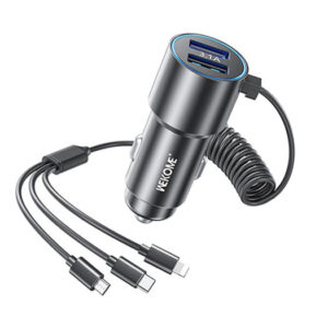 WEKOME&trade; 2-i-1 USB-A Oplader til bil M. 3 stik - 33W - Sort - WEKOME