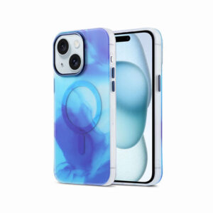 iPhone 15 Plus - Magnetisk Silikone Ink Cover M. MagSafe - Blå - DeluxeCovers