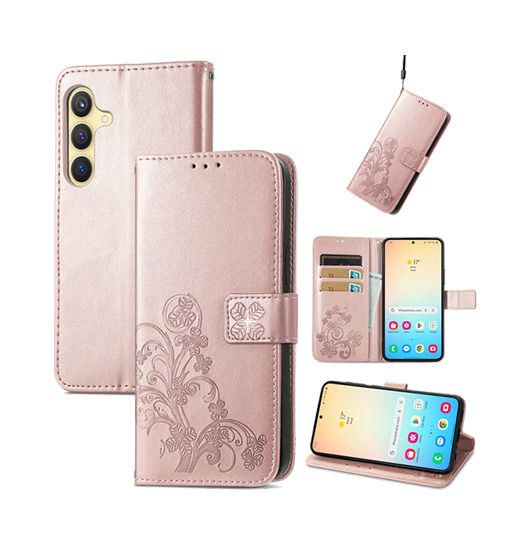 Samsung Galaxy S24 Plus - LUX™ Leaf Læder Etui - Roseguld - DeluxeCovers