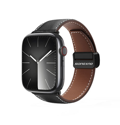 Apple Watch (38/40/SE/41/42mm) - DUX DUCIS® M-Buckle Ægte Læder Rem - Sort - DUX DUCIS