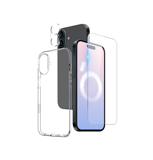 iPhone 16 - 3-i-1 Beskyttelsesæt Cover & Beskyttelsesglas - DeluxeCovers