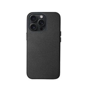 iPhone 15 Pro - Grain Læder Bagside Cover - Sort - DeluxeCovers