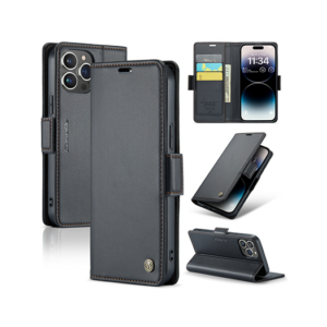 iPhone 14 Pro - CaseMe&trade; Neo Læder Cover / Pung - Sort - CaseMe