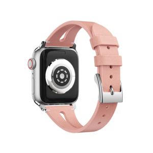 Apple Watch (42/44/SE/45/46/49mm) - Deluxe&trade; V-Shape Læder Rem - Pink - V-Shape