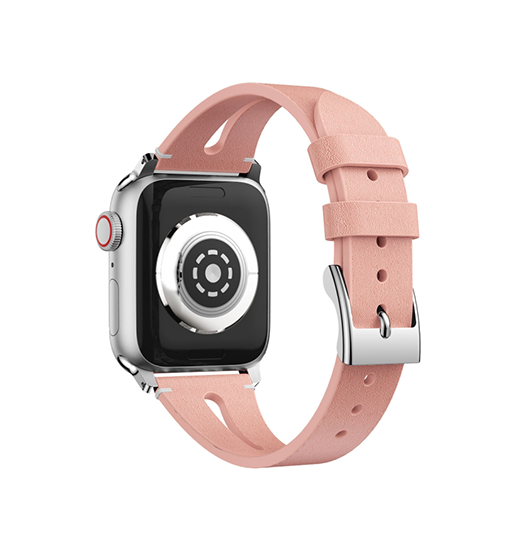 Apple Watch (42/44/SE/45/46/49mm) - Deluxe™ V-Shape Læder Rem - Pink - V-Shape