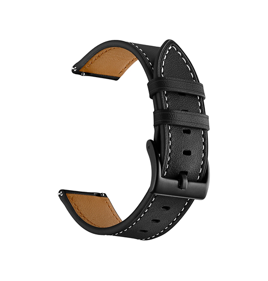 22mm - Deluxe™ Honor Ægte Læder Rem - Sort - DeluxeCovers