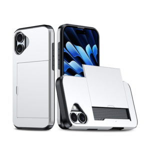 iPhone 16 Plus - Deluxe&trade; Håndværker Cover M. Kortholder - Sølv - DeluxeCovers