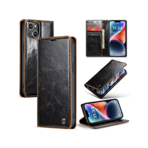 iPhone 15 - CaseMe&trade; Oil Wax Læder Flipcover - Coffee - CaseMe