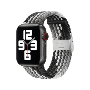 Apple Watch (38/40/SE/41/42mm) - Deluxe&trade; Woven Flettet Loop Rem - Sort/Grå - DeluxeCovers