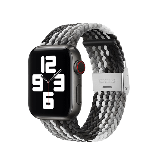 Apple Watch (38/40/SE/41/42mm) - Deluxe™ Woven Flettet Loop Rem - Sort/Grå - DeluxeCovers