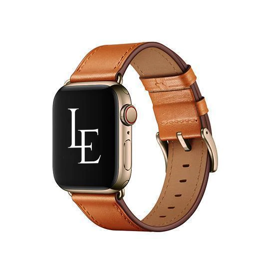 Apple Watch (42/44/SE/45/46/49mm) - L'Empiri™ Verona Ægte Læder Rem - Cognac - Verona