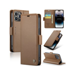 iPhone 14 Pro Max - CaseMe&trade; Neo Læder Cover / Pung - Brun - CaseMe