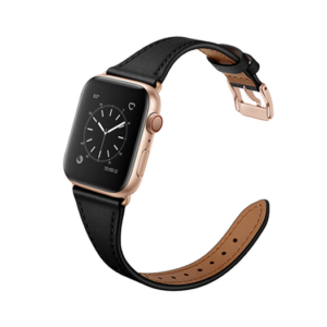 Apple Watch (42/44/SE/45/46/49mm) -  L'Empiri&trade; Thin Ægte Læder Rem - Mat Sort - L'Empiri&trade;