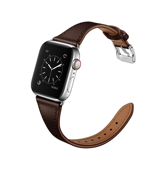 Apple Watch (42/44/SE/45/46/49mm) - L'Empiri™ Thin Ægte Læder Rem - Mørkebrun - L'Empiri™