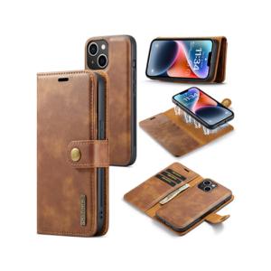 iPhone 11 - DG.MING&trade; Vintage 2-i-1 Læder Etui M. Cover - Brun - DG.MING&trade;