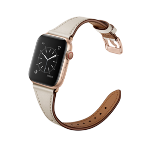 Apple Watch (42/44/SE/45/46/49mm) -  L'Empiri&trade; Thin Ægte Læder Rem - Elfenben - L'Empiri&trade;