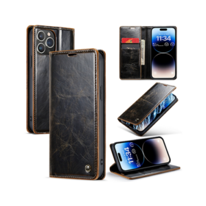 iPhone 15 Pro - CaseMe&trade; Oil Wax Læder Flipcover - Coffee - CaseMe