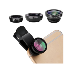 Linse / Objektiv Kit til Mobil & iPhone - 3-i-1 - Sort - DeluxeCovers